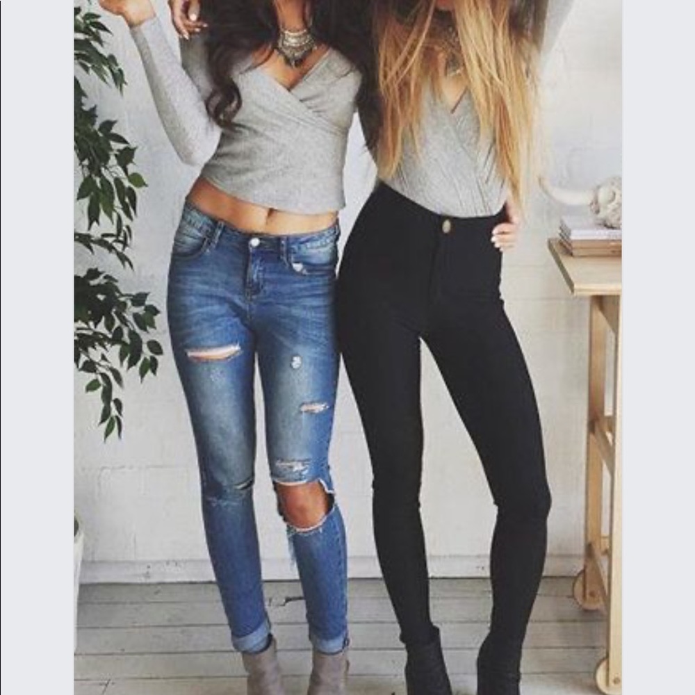 Faux Wrap Pullover Sweater